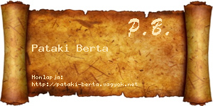 Pataki Berta névjegykártya